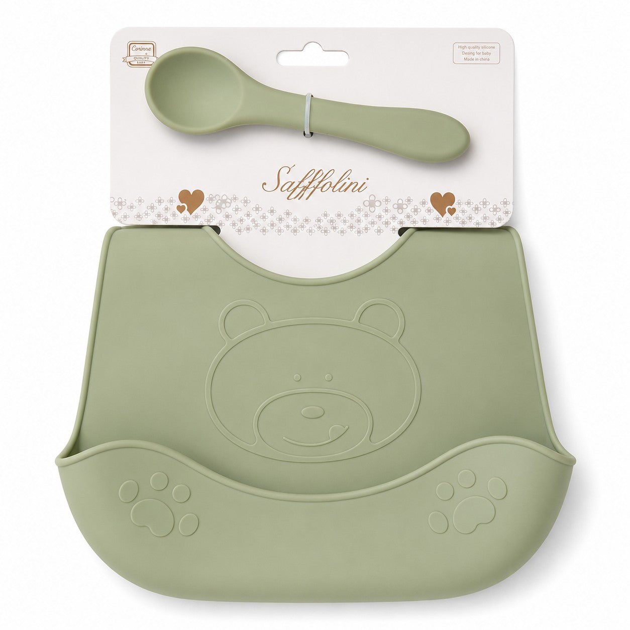 Set Bavetta con posata in silicone i Batuffolini B561
