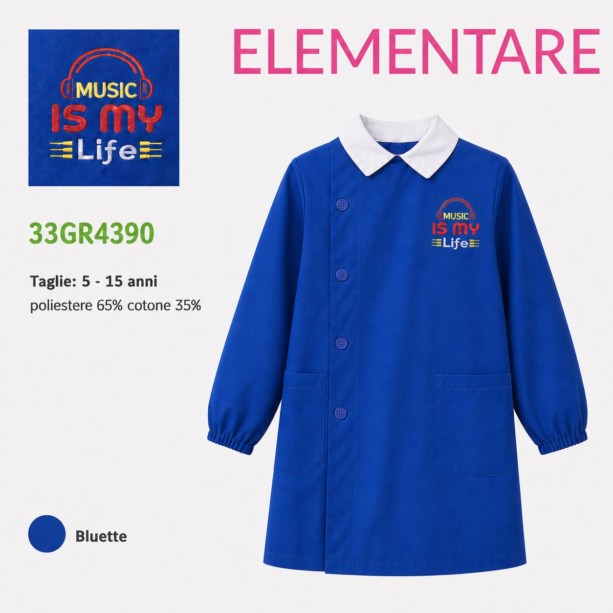 Grembiule Scuola Elementare Maschio Siggi 33GR4390 Bluette