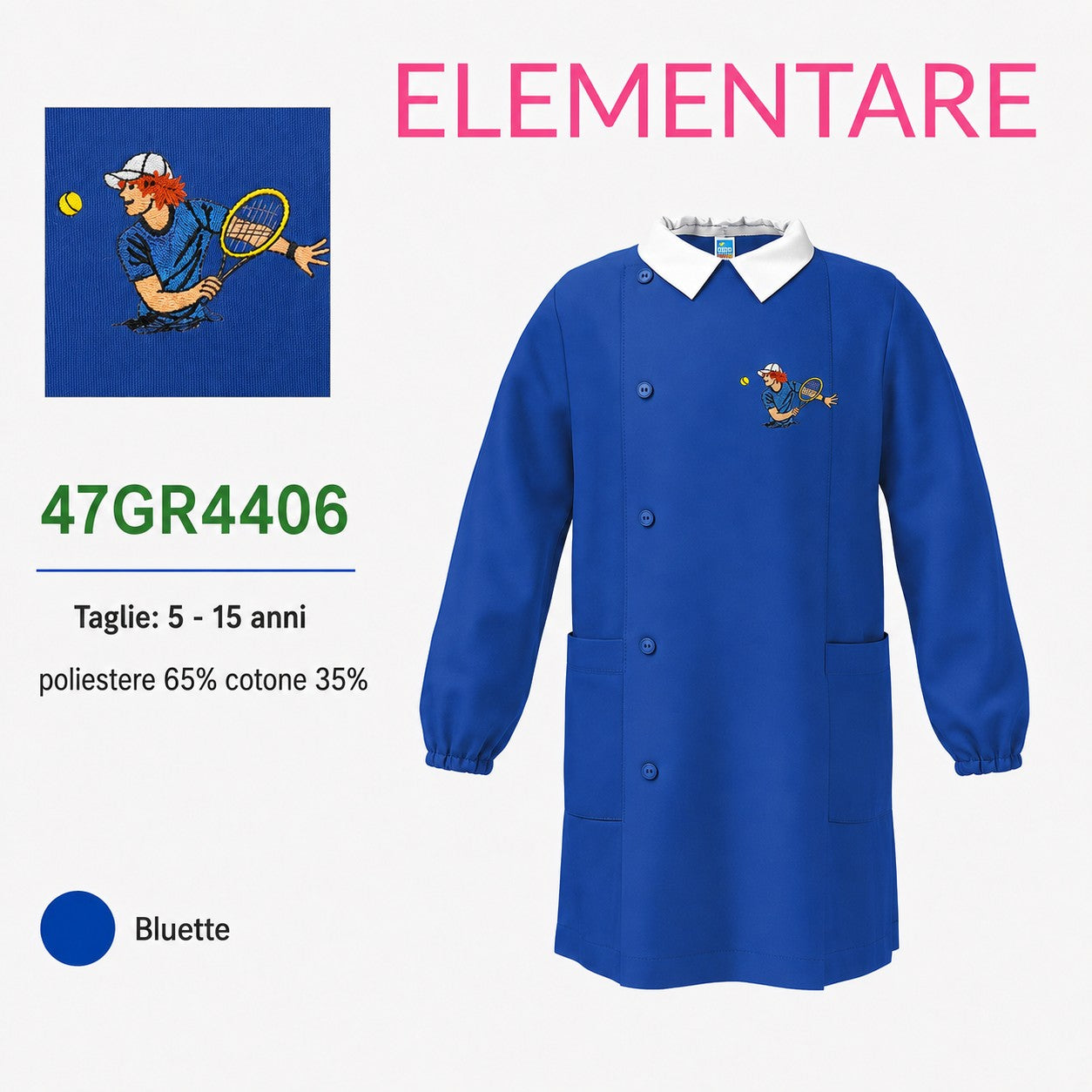 Grembiule Scuola Elementare Maschio Siggi 33GR4406 Bluette