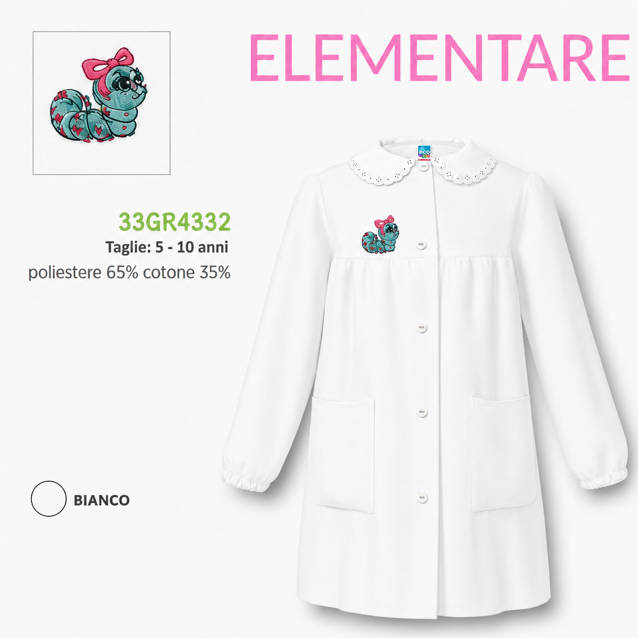 Grembiule Asilo Femmina Siggi 33GR4332 Bianco