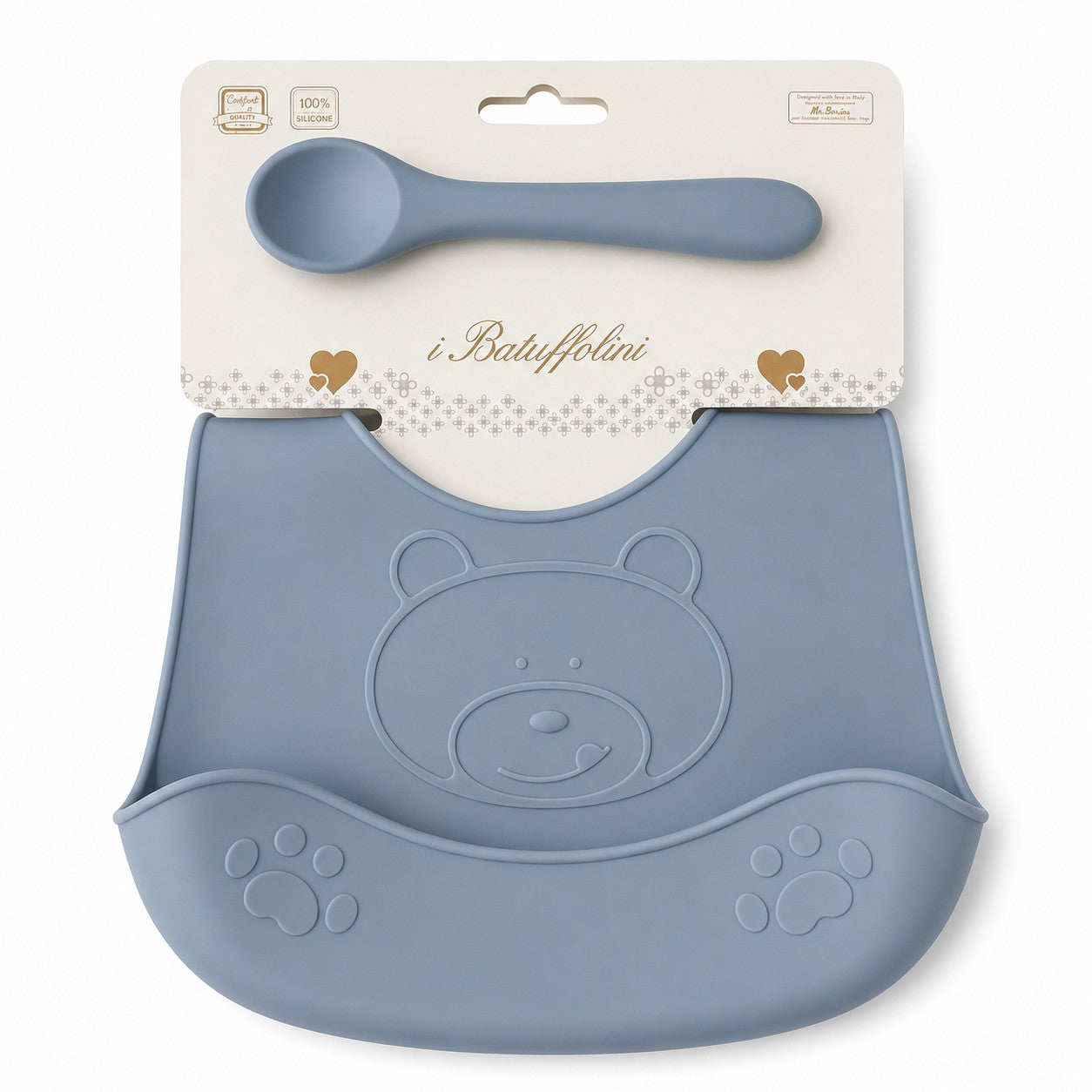 Set Bavetta con posata in silicone i Batuffolini B561