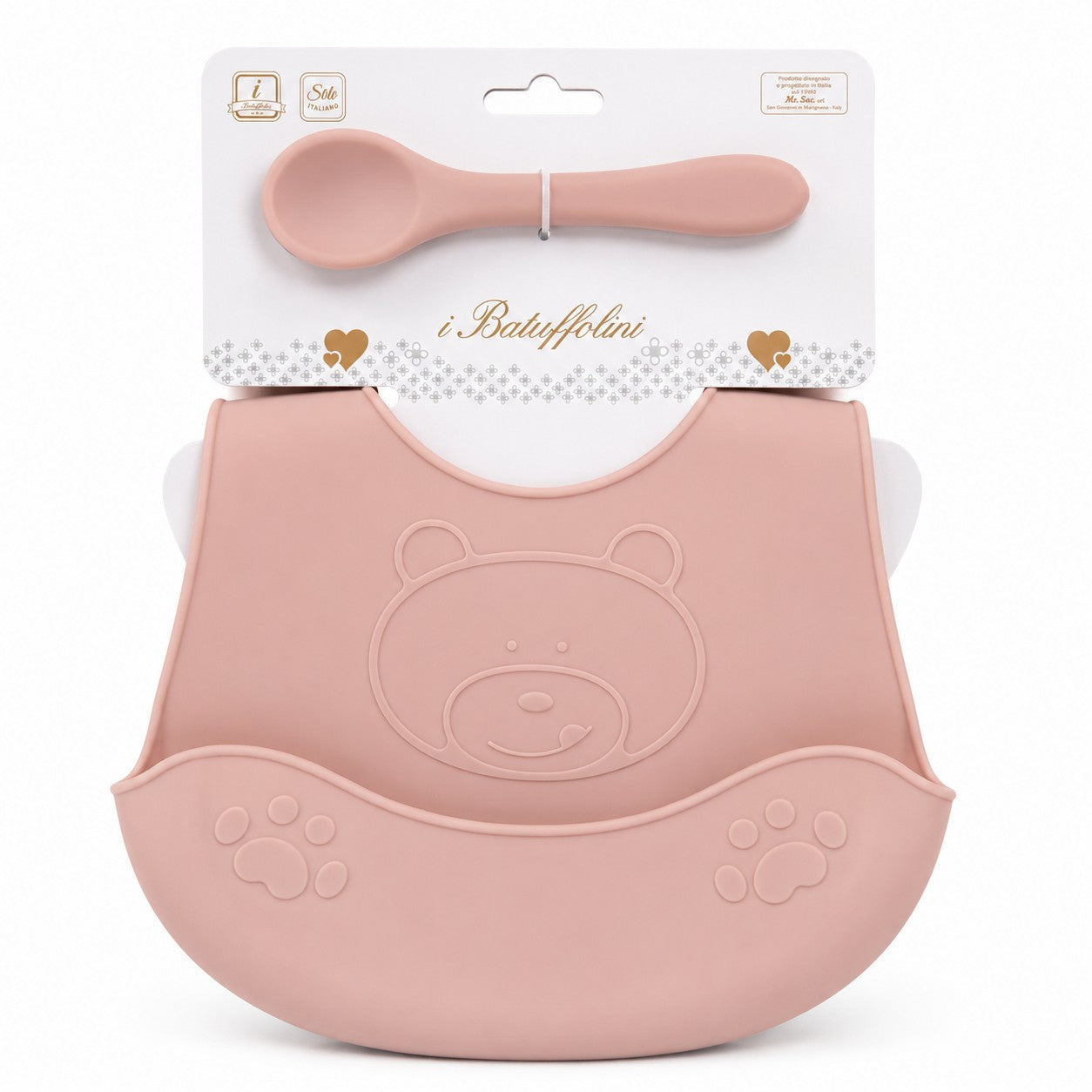 Set Bavetta con posata in silicone i Batuffolini B561