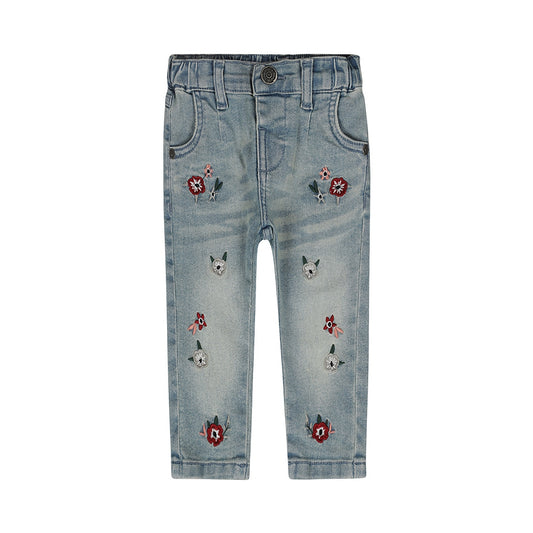 Jeans per neonata con fiori ricamati Dirkje O56369