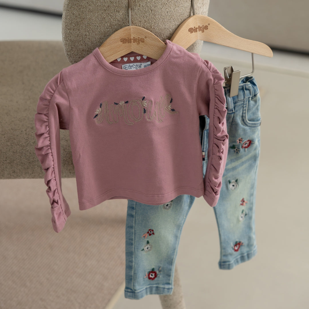 Jeans per neonata con fiori ricamati Dirkje O56369