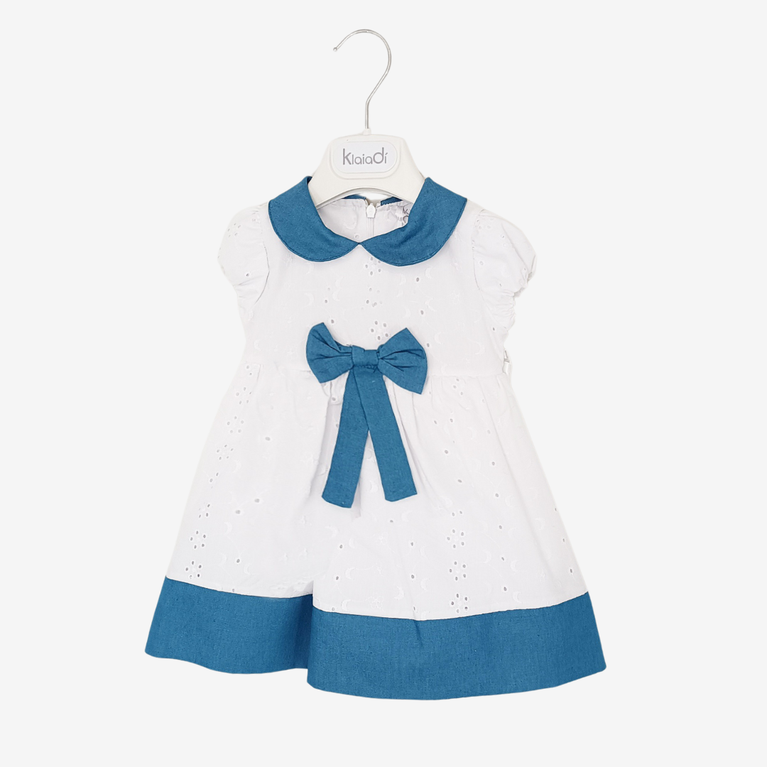 Vestina san gallo per neonata con inserti denim Klaiadì KD4858