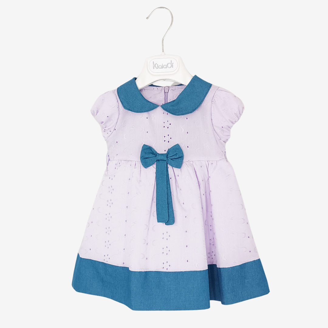 Vestina san gallo per neonata con inserti denim Klaiadì KD4858