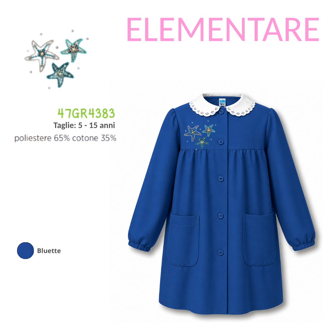 Grembiule Scuola Elementare Femmina Siggi 47GR4383 Bluette