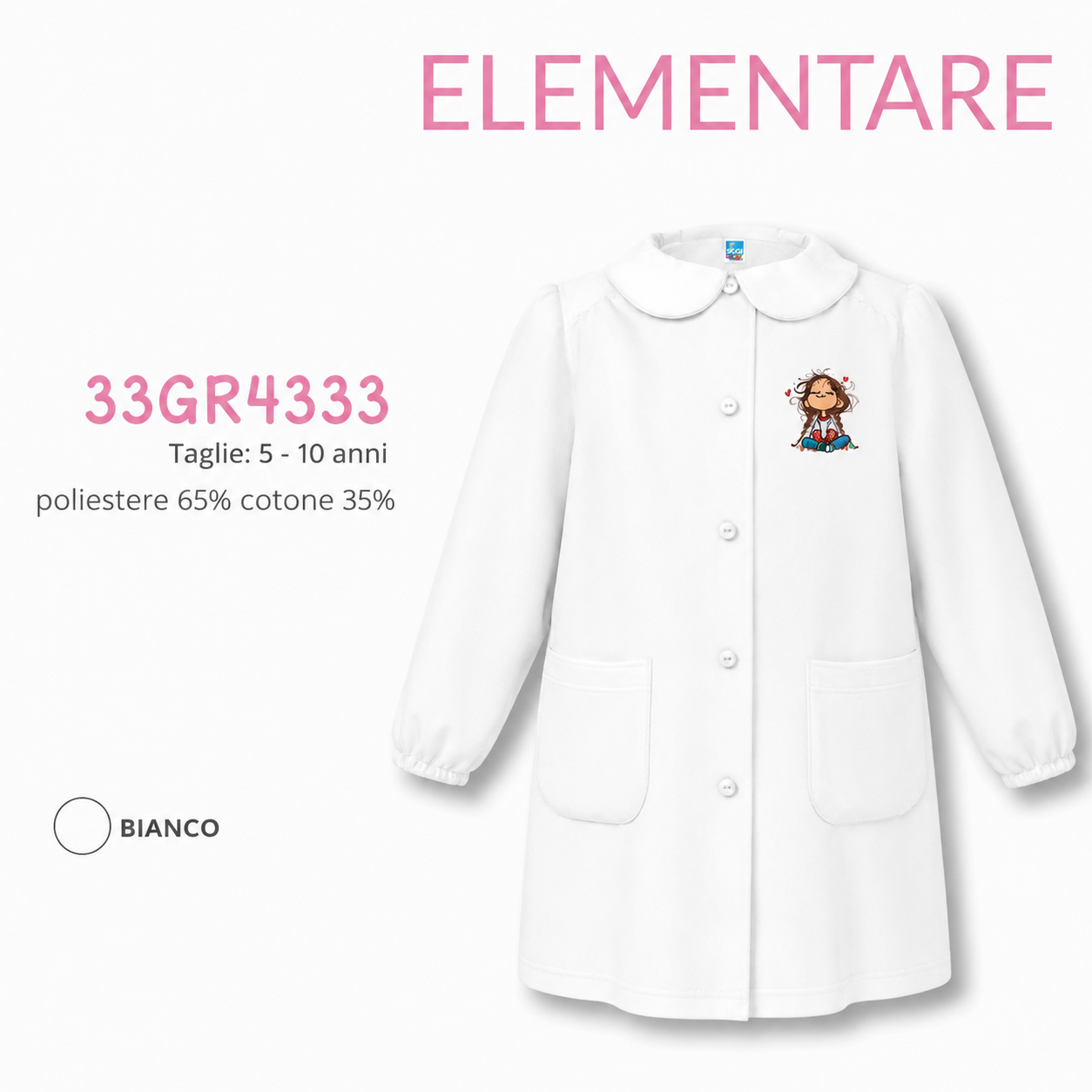 Grembiule Asilo Femmina Siggi 33GR4333 Bianco