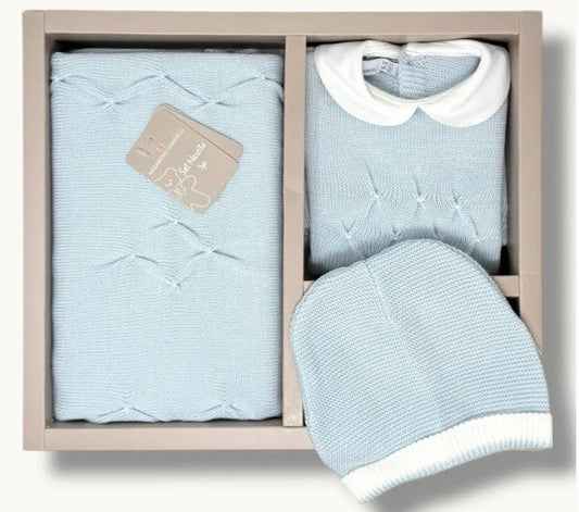 Set nascita tre pezzi coordinato smacchinato per neonato e neonata NG3488