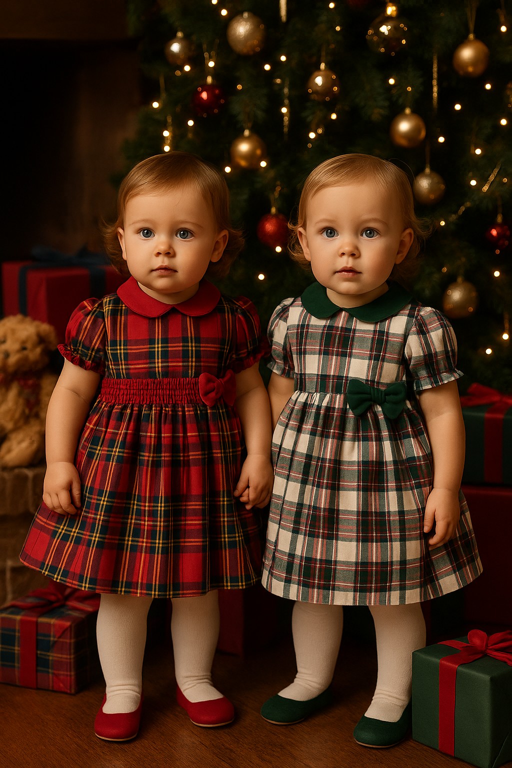 Abito natalizio per neonata fantasia tartan KD10953