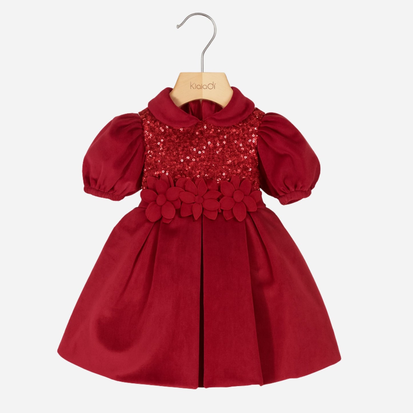 Abito natalizio per neonata in velluto e paillettes Klaiadì KD25123