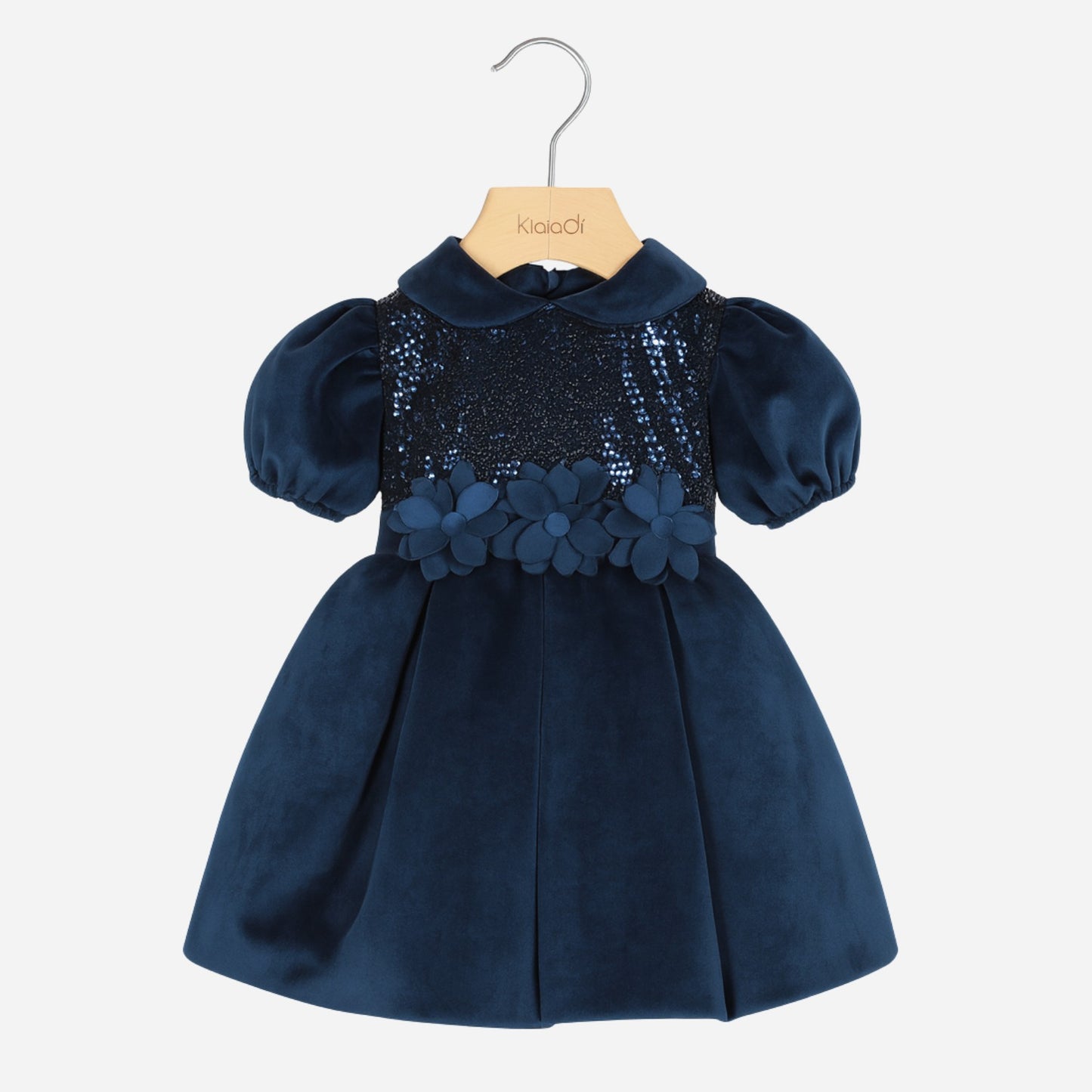 Abito natalizio per neonata in velluto e paillettes Klaiadì KD25123