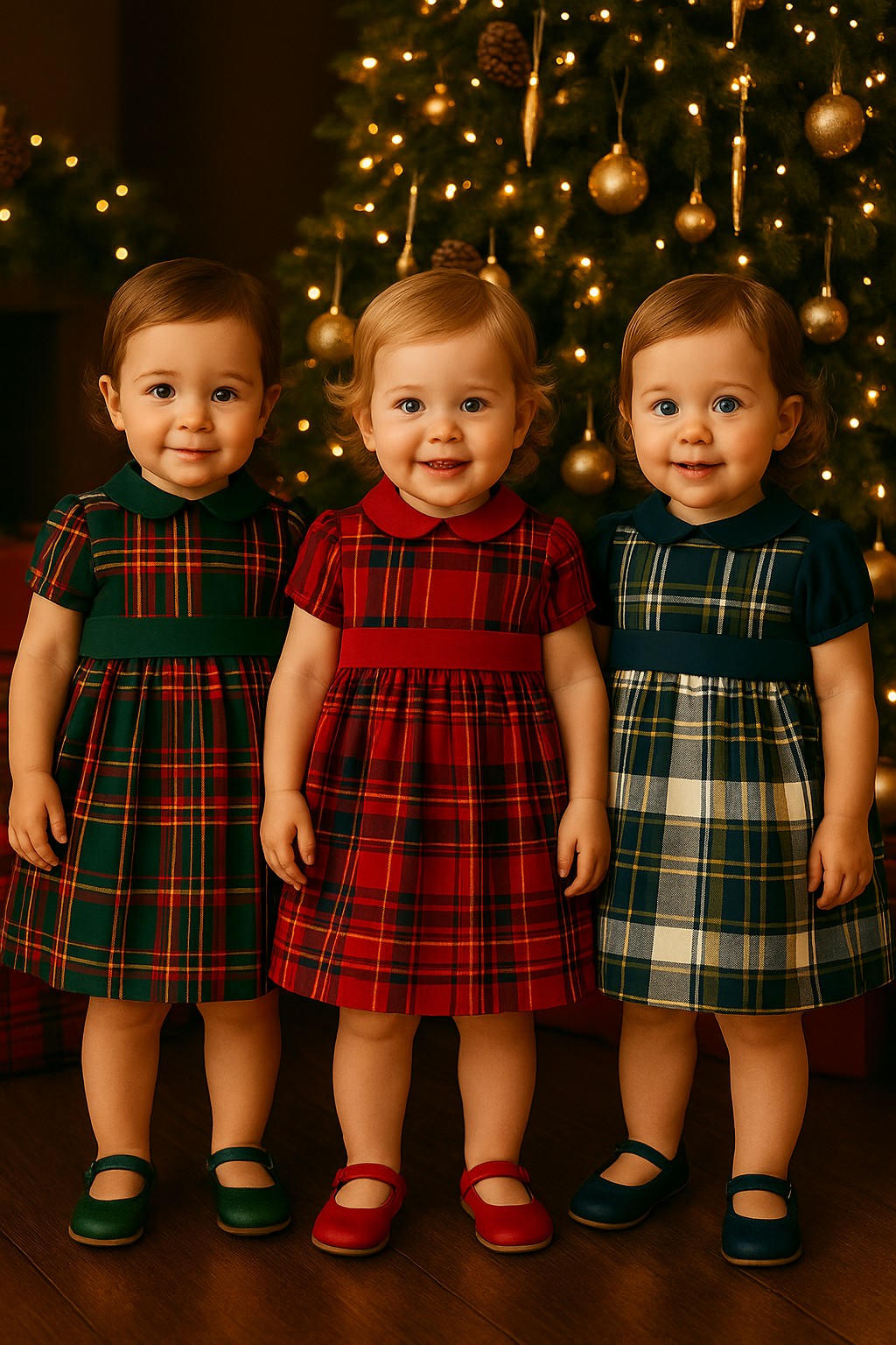 Abito natalizio per neonata fantasia tartan Klaiadì KD10950