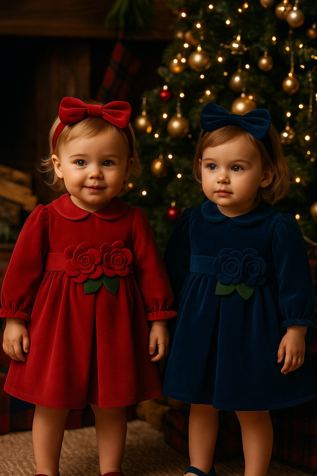 Abito natalizio per neonata in velluto Klaiadì KD10951