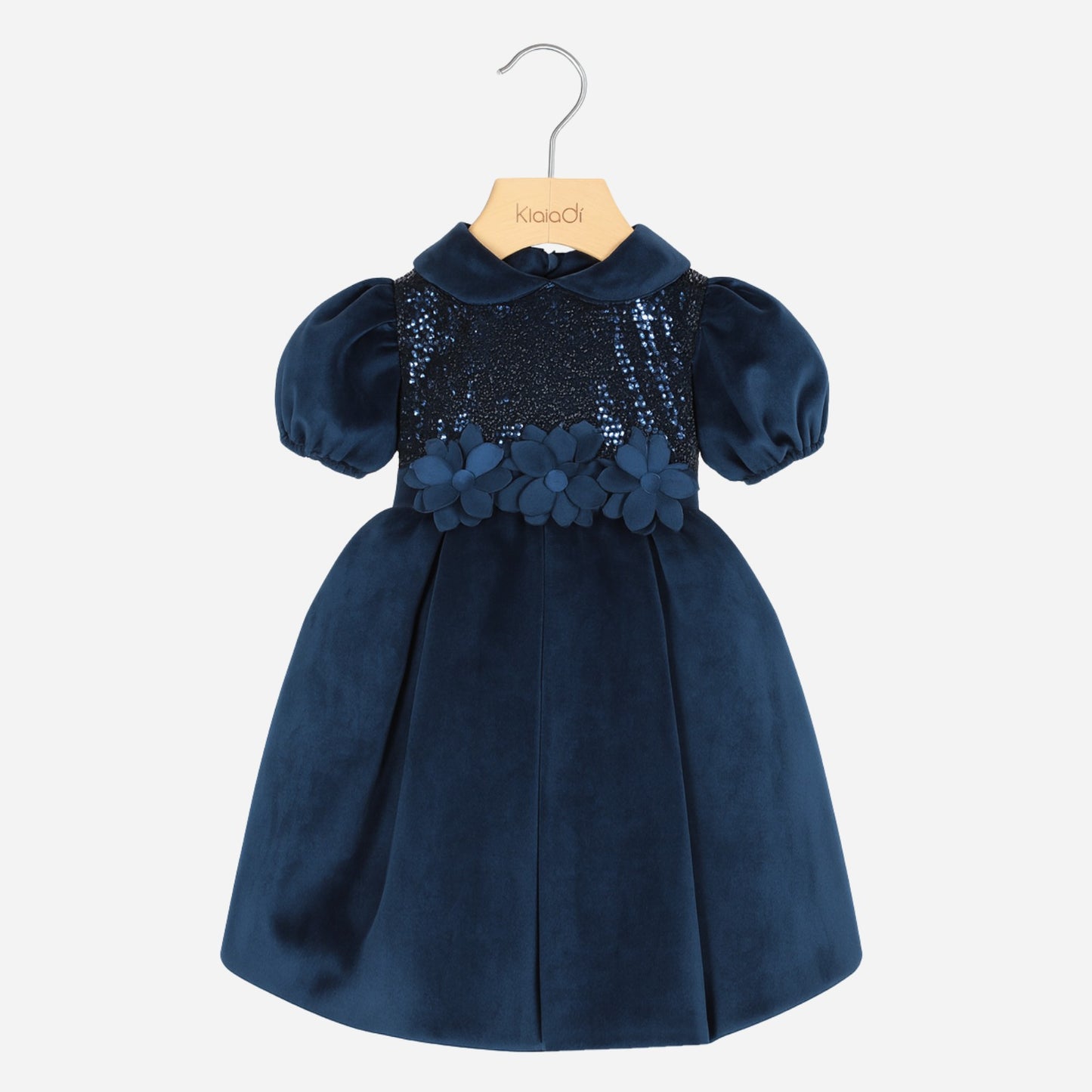 Abito natalizio per bambina in vellutto e paillettes Klaiadì KD25124