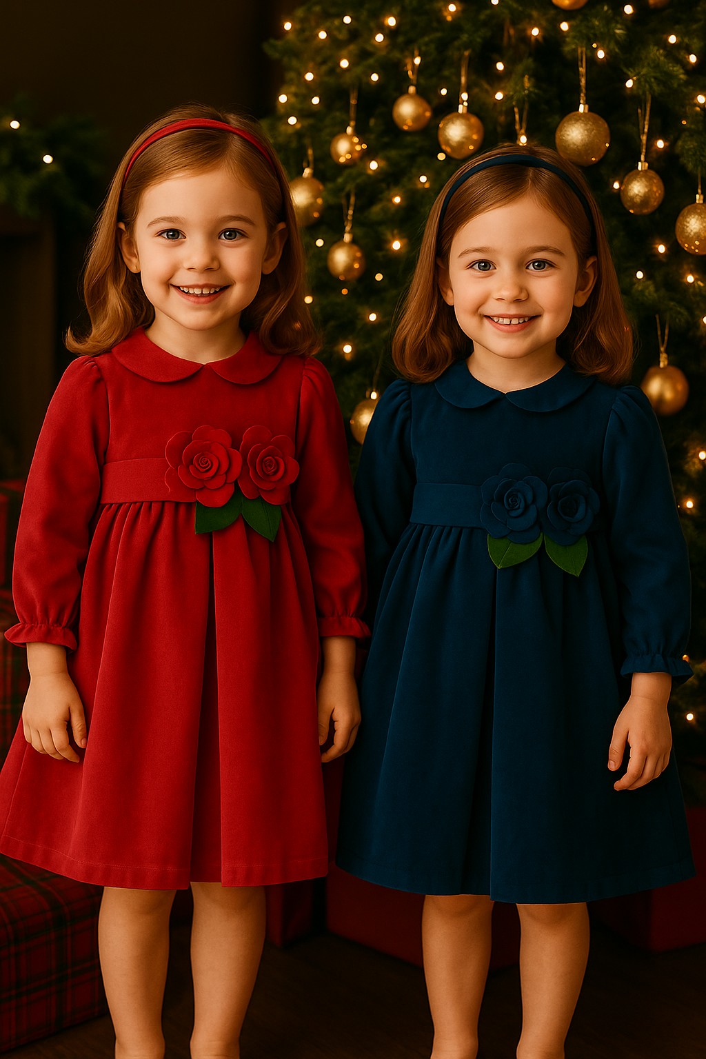 Abito natalizio per neonata in velluto Klaiadì KD21862