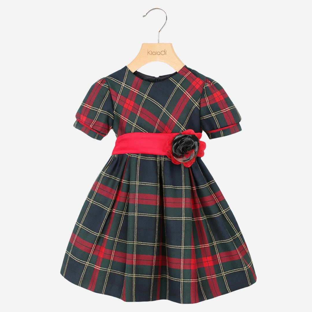 Abito natalizio per bambina fantasia tartan Klaiadì KD21918