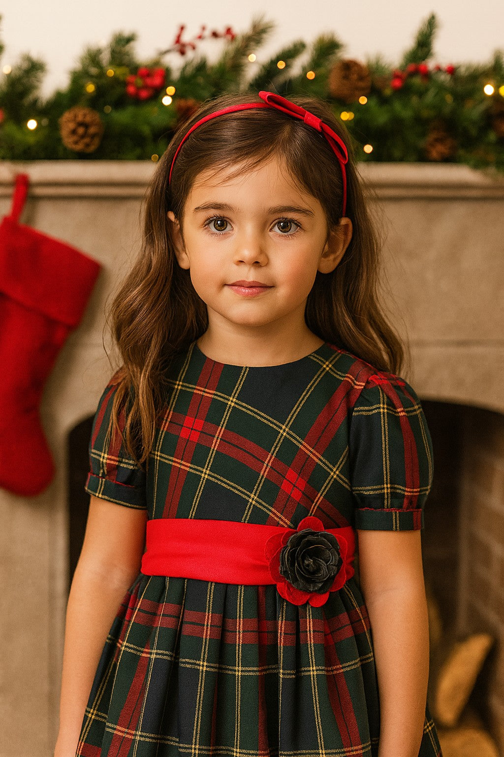 Abito natalizio per bambina fantasia tartan Klaiadì KD21918
