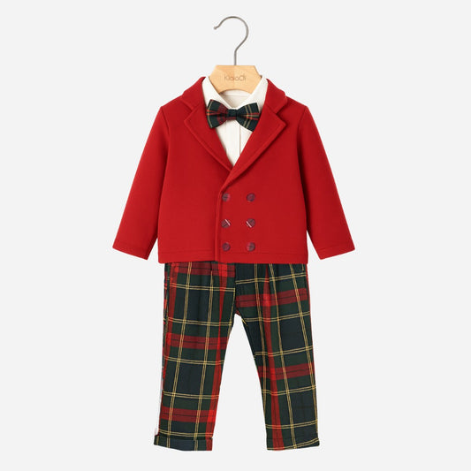 Completo natalizio per neonato con cardigan e pantalone tartan Klaiadì KD12272