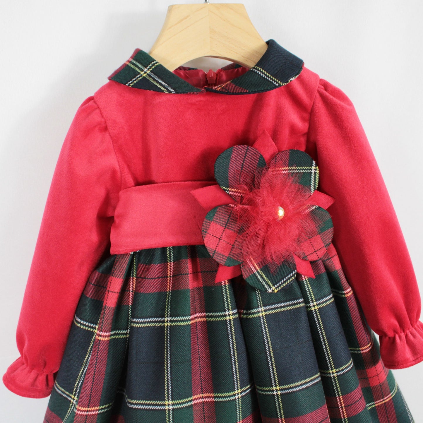 Abito natalizio per neonata in tartan e velluto Klaiadì KD10983