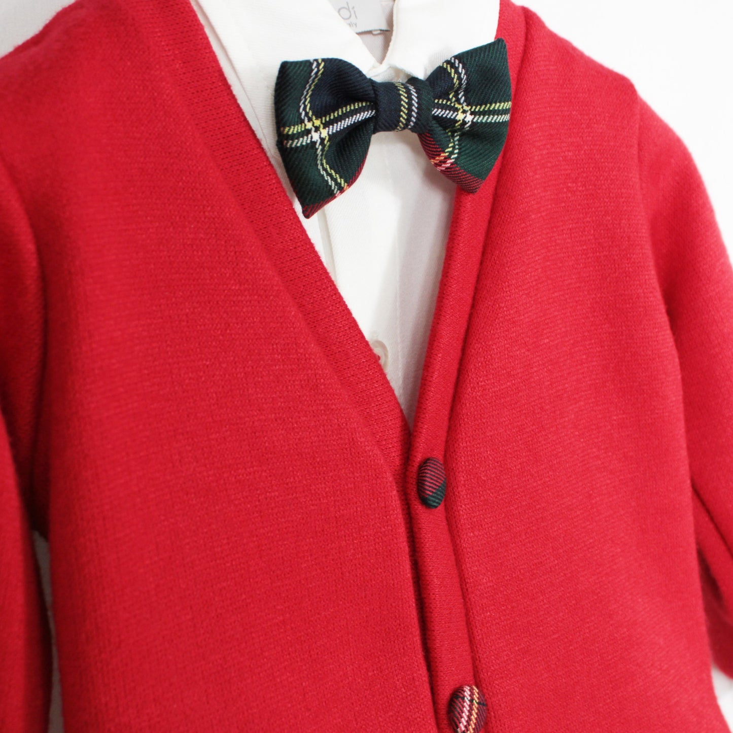 Completo natalizio per neonata con cardigan papillon e pantalone tartan Klaiadì KD12271