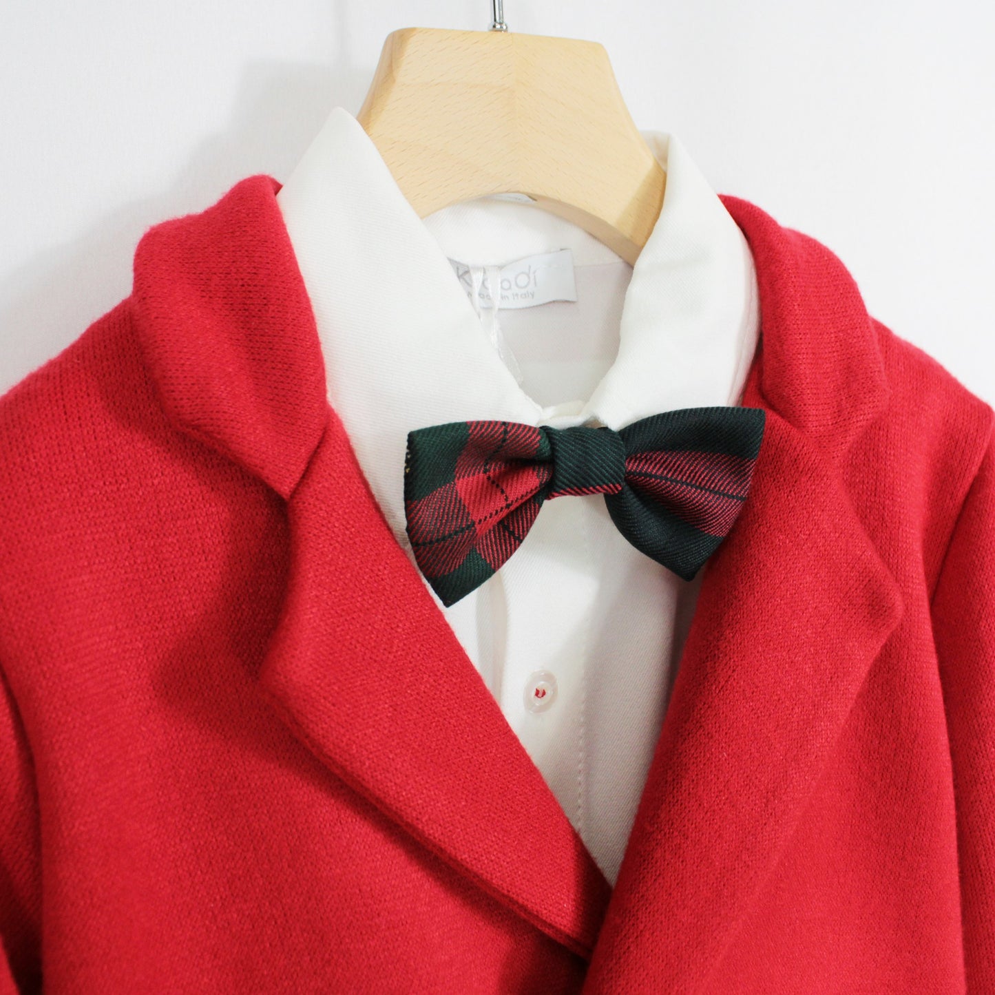 Completo natalizio per bambino con cardigan doppio petto e pantalone tartan Klaiadì KD12276