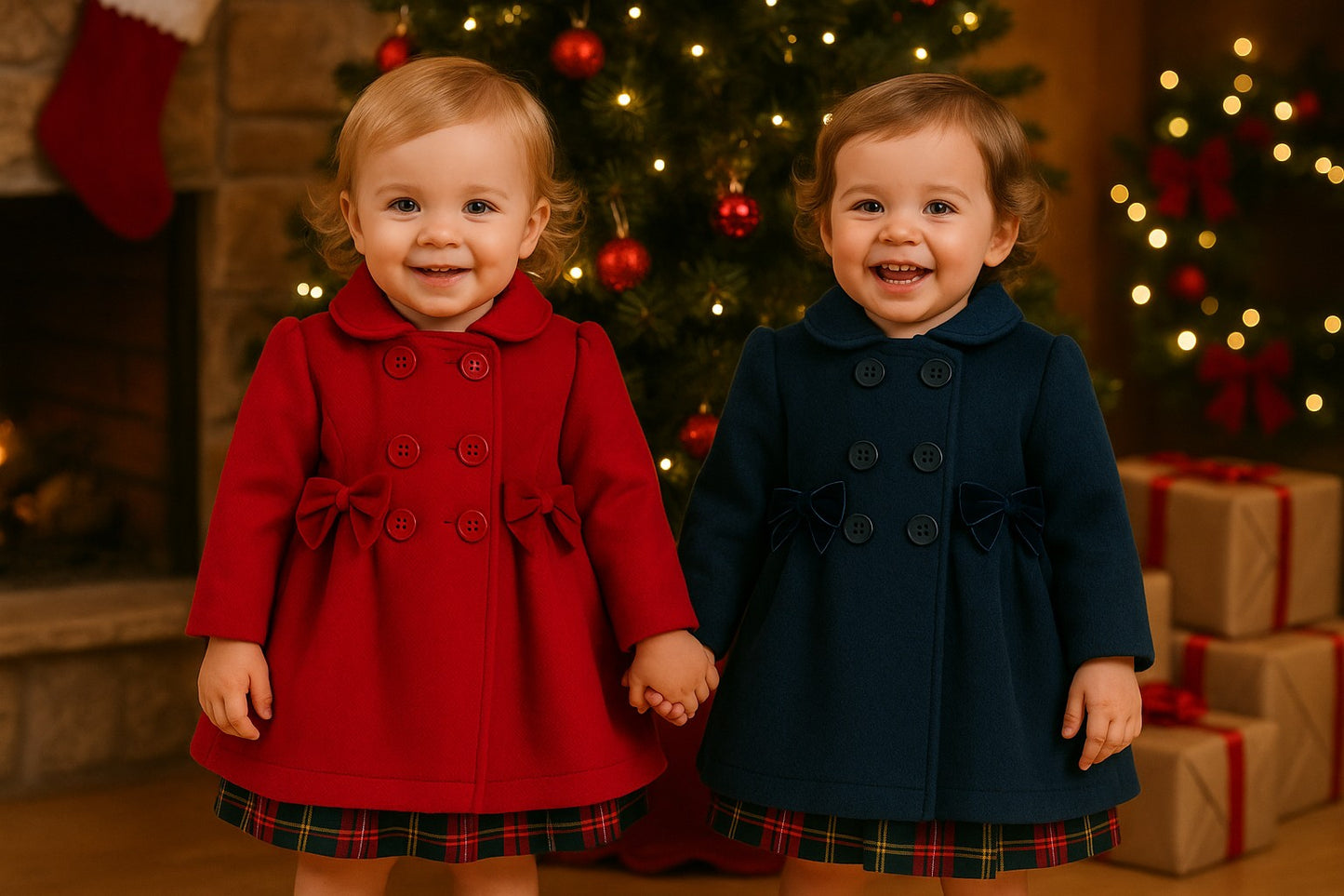 Cappottino in panno con fiocchetti per neonata Klaiadì KD25130