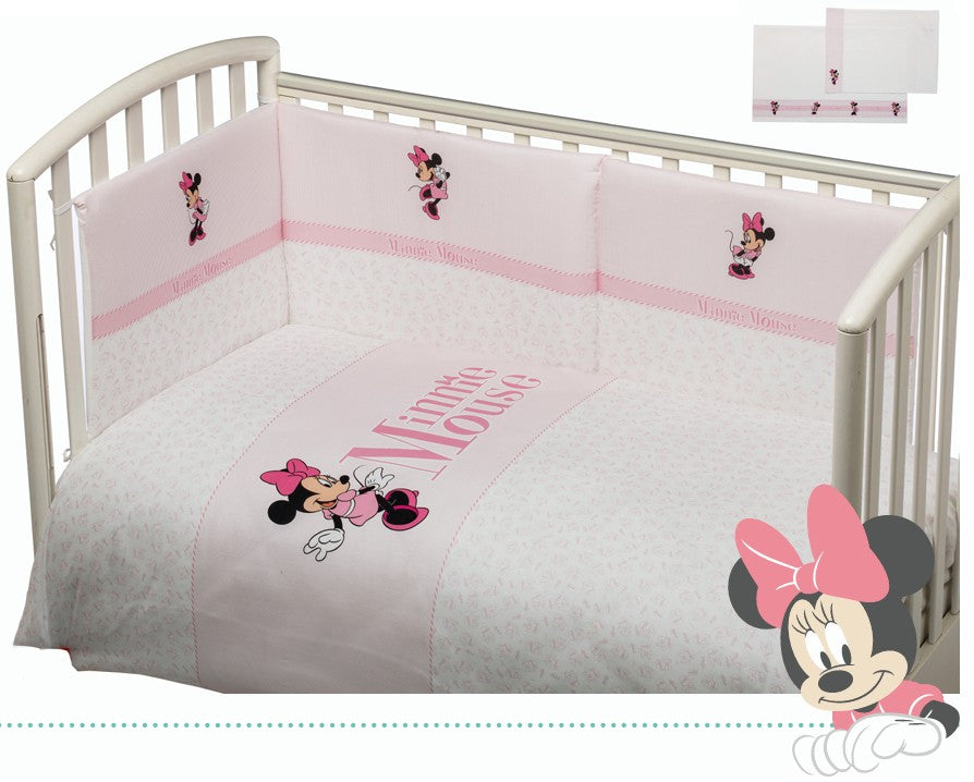 Coordinato 5 pezzi per lettino fantasia Minnie Disney CLM345WD