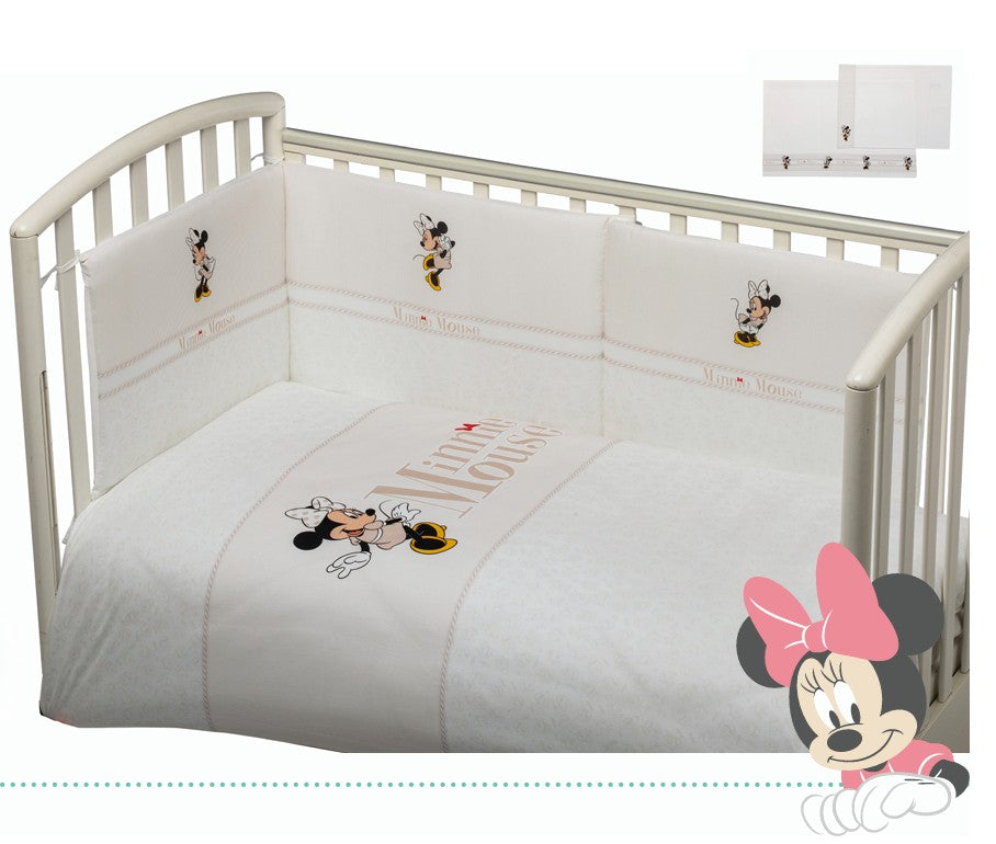 Coordinato 5 pezzi per lettino fantasia Minnie Disney CLM345WD