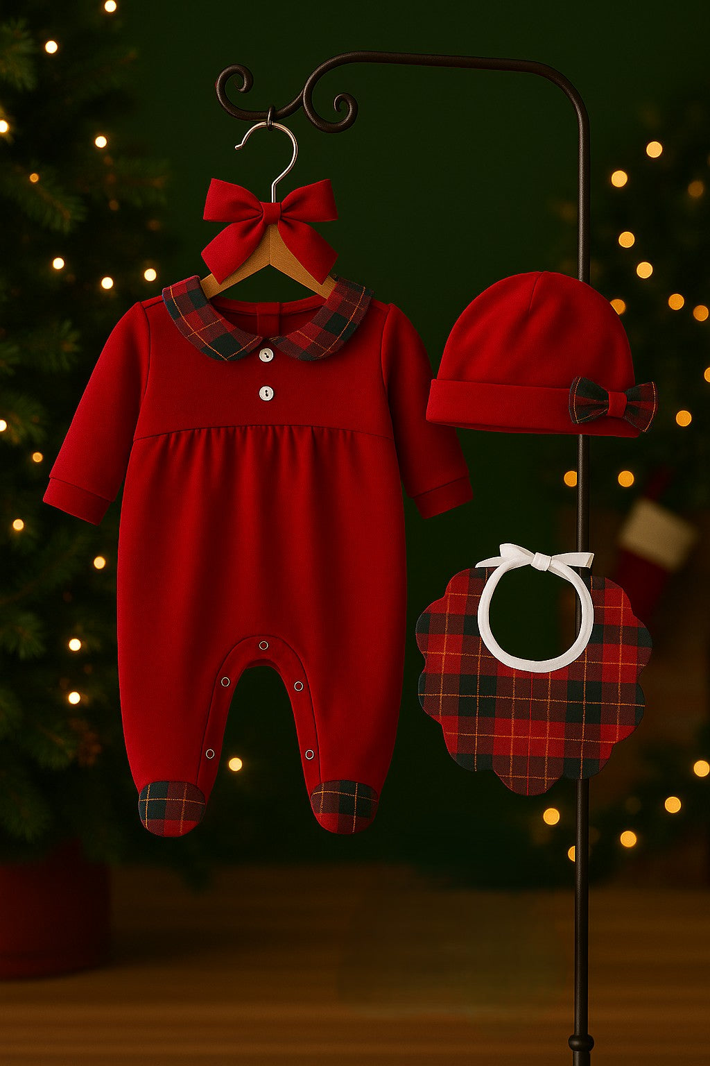 Set natalizio per neonata cappello e bavetta Klaiadì K107BCN