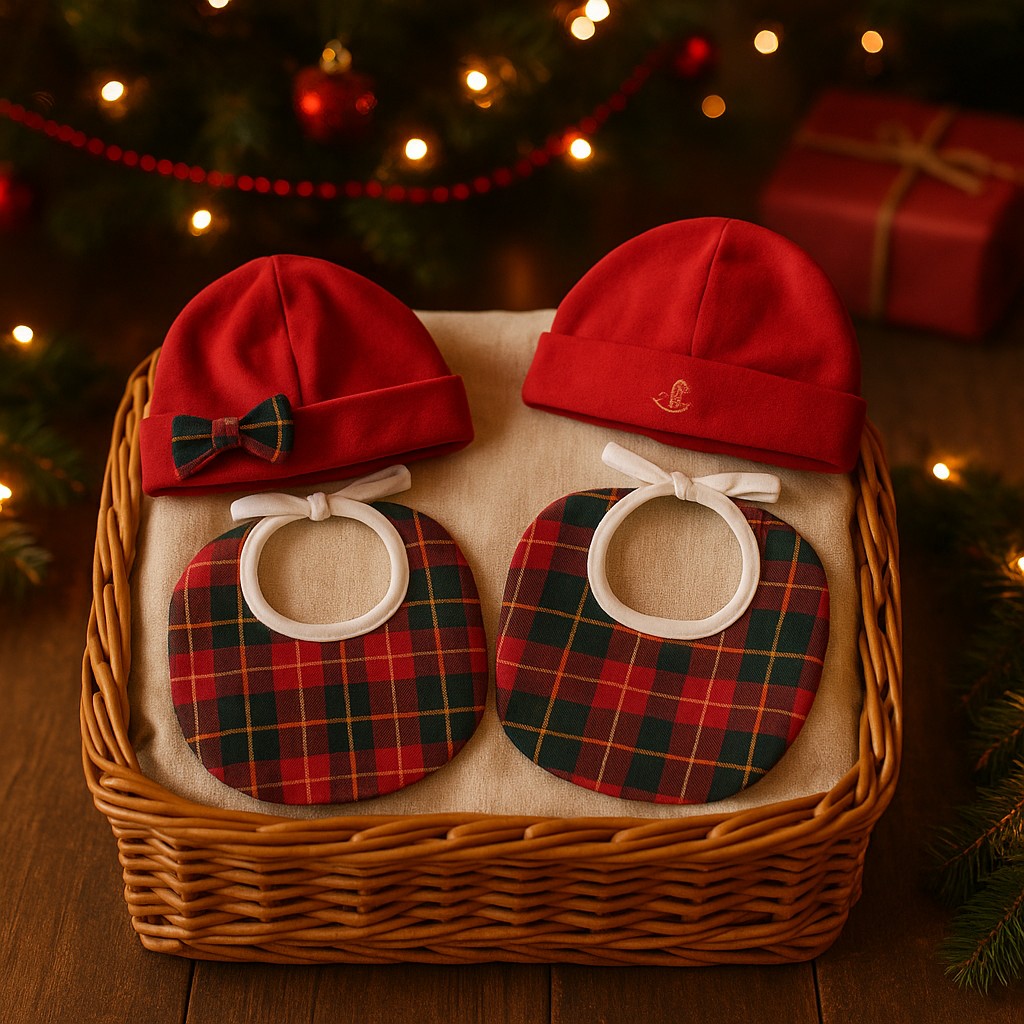 Set natalizio per neonata cappello e bavetta Klaiadì K107BCN