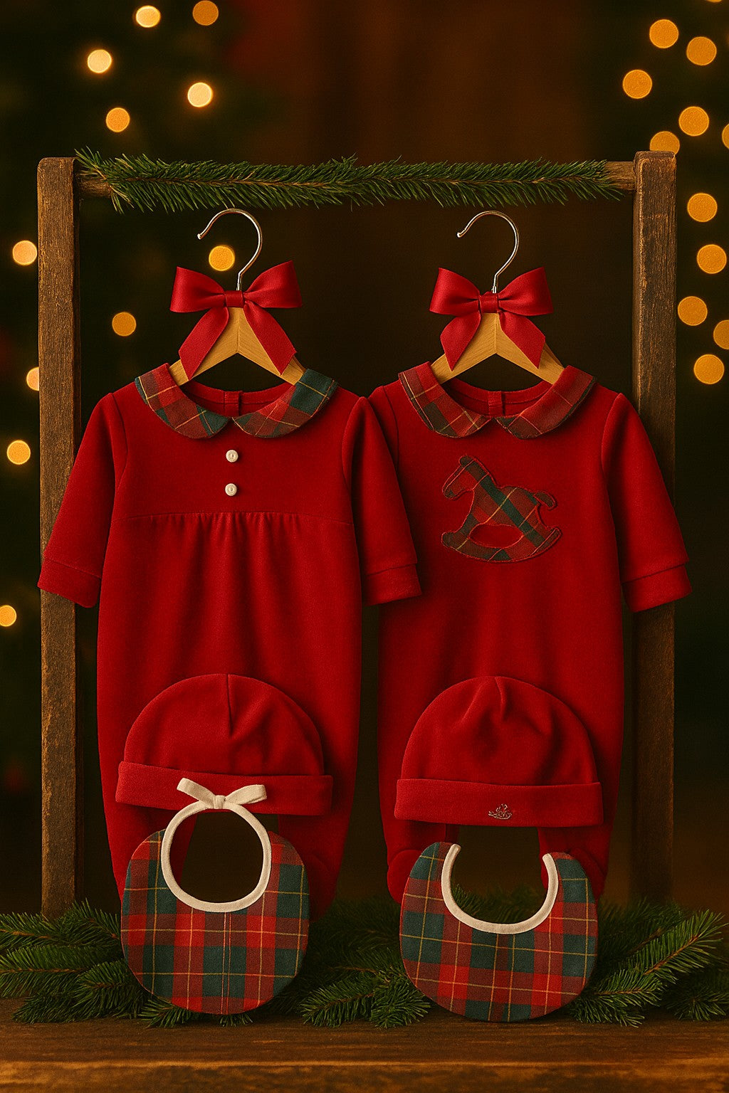 Set natalizio per neonata cappello e bavetta Klaiadì K107BCN