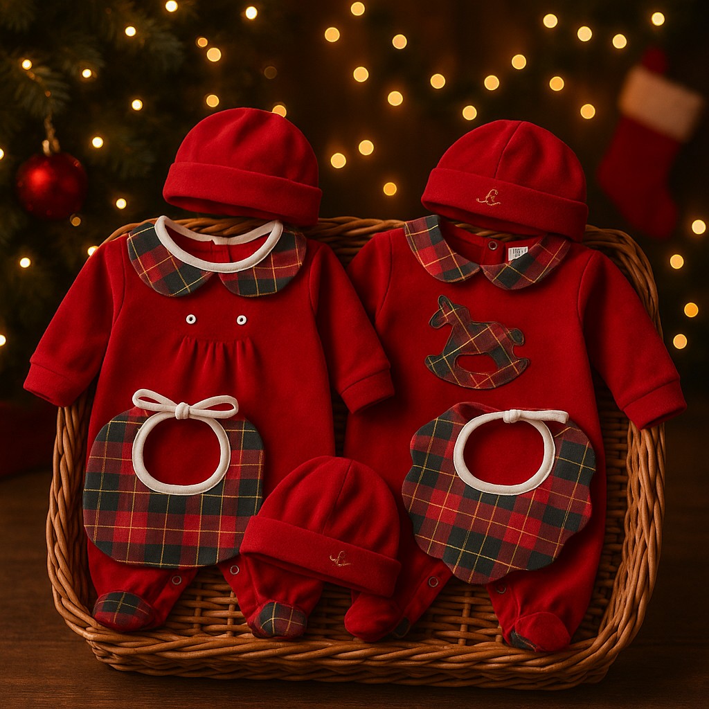 Set natalizio per neonata cappello e bavetta Klaiadì K107BCN