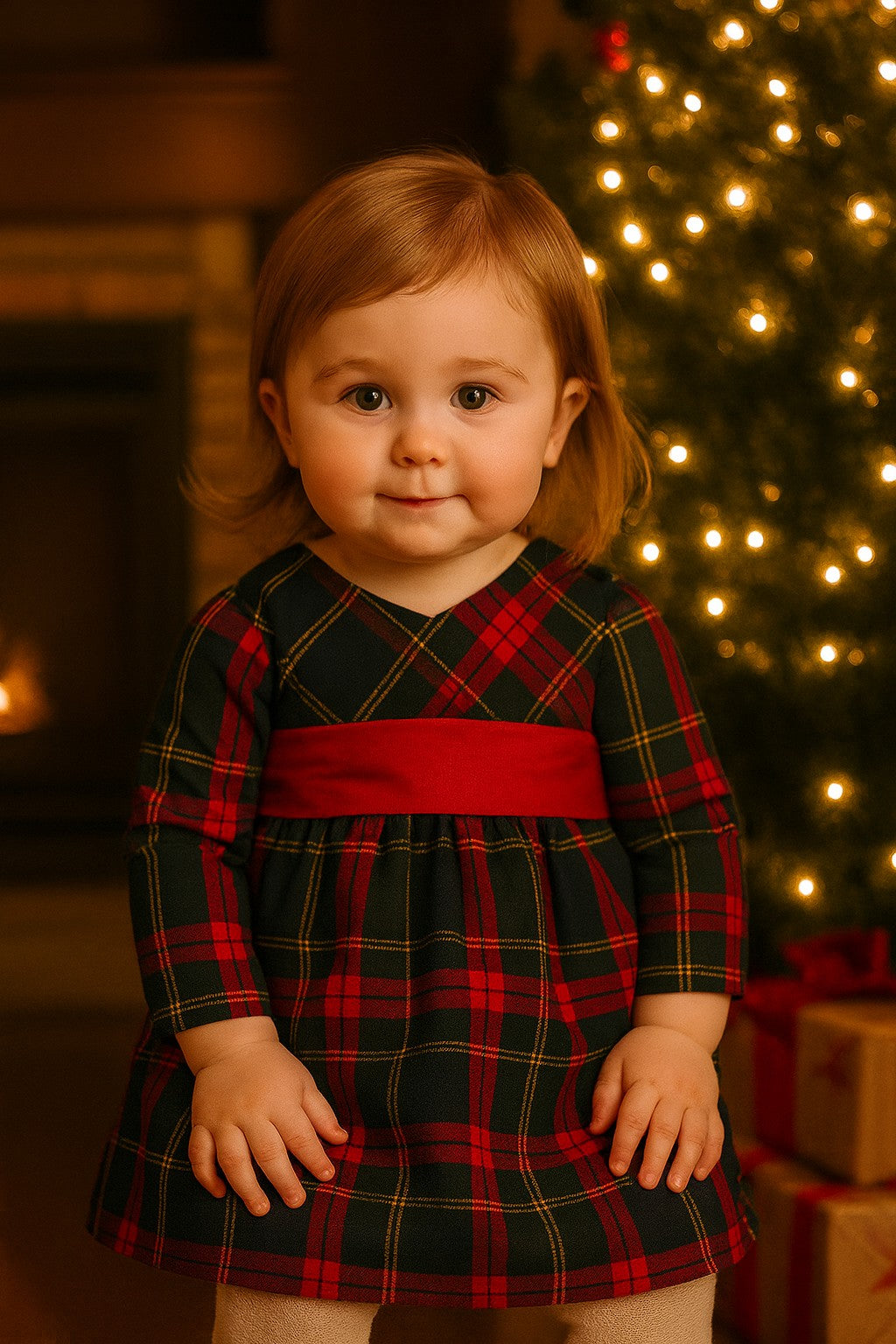 Abito natalizio per neonata fantasia tartan Klaiadì KD10997