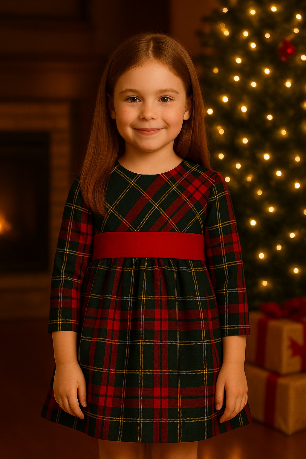 Abito natalizio fantasia tartan per bambina Klaiadì KD31998