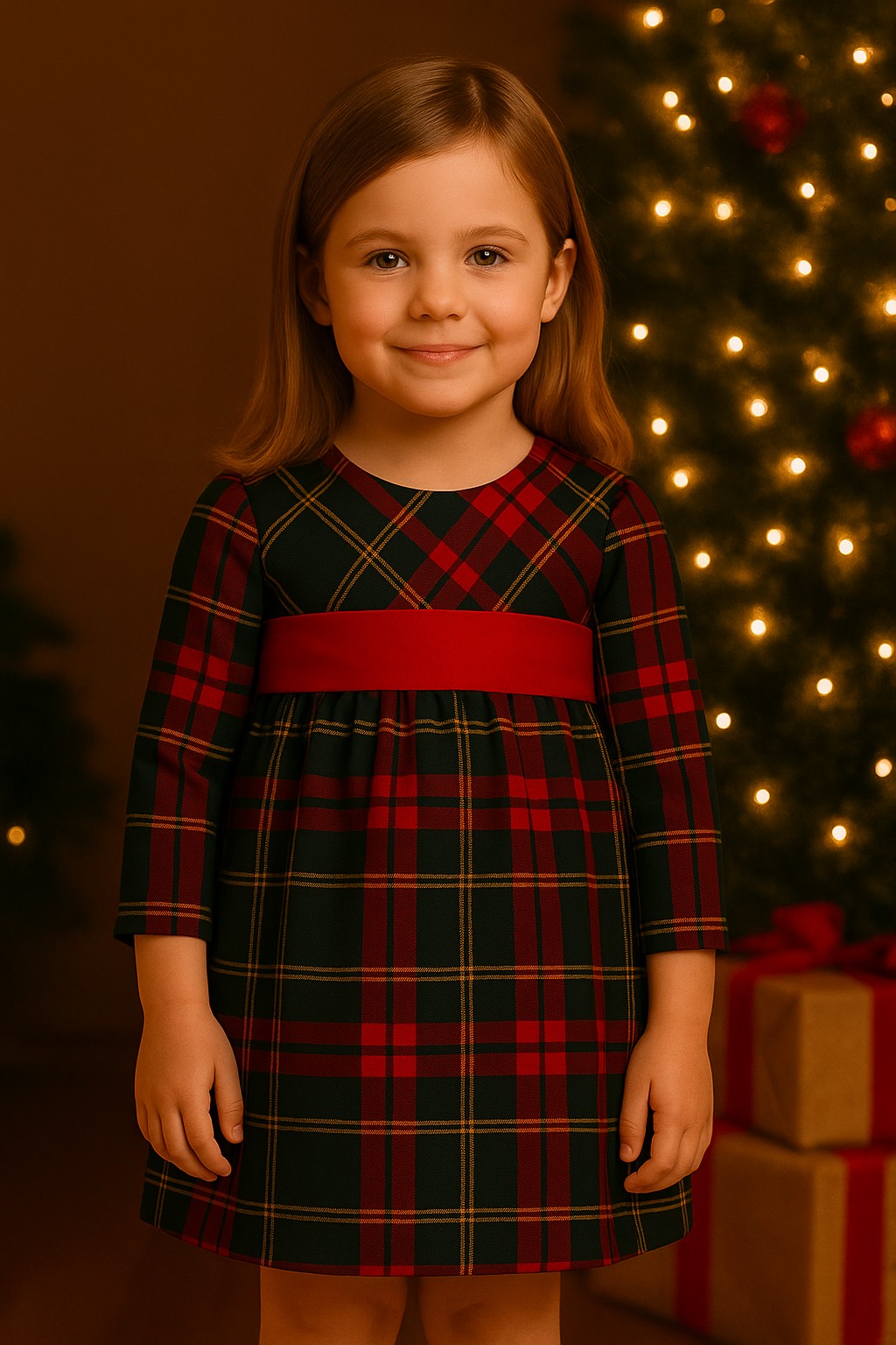 Abito natalizio per bambina fantasia tartan Klaiadì KD21939