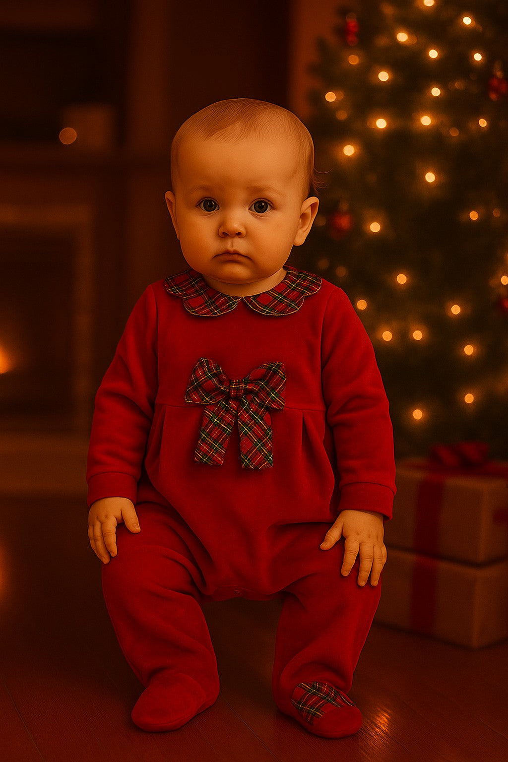 Tutina natalizia in ciniglia per neonata Klaiadì KD108TCN