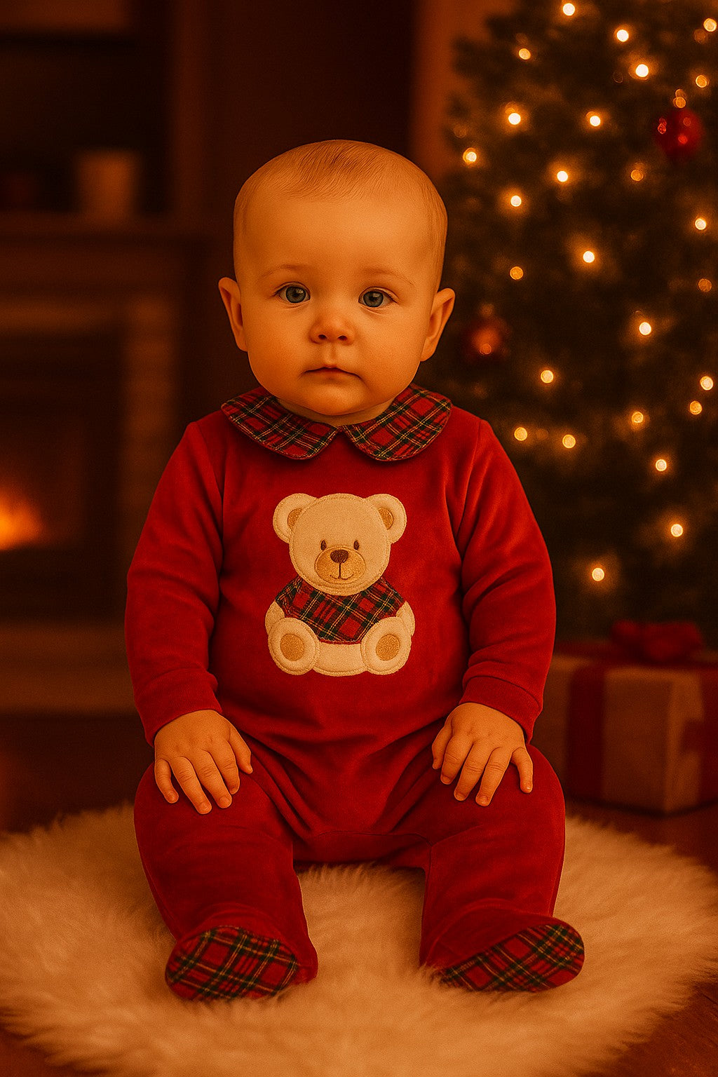 Tutina natalizia per neonato in ciniglia Klaiadì K114TCN