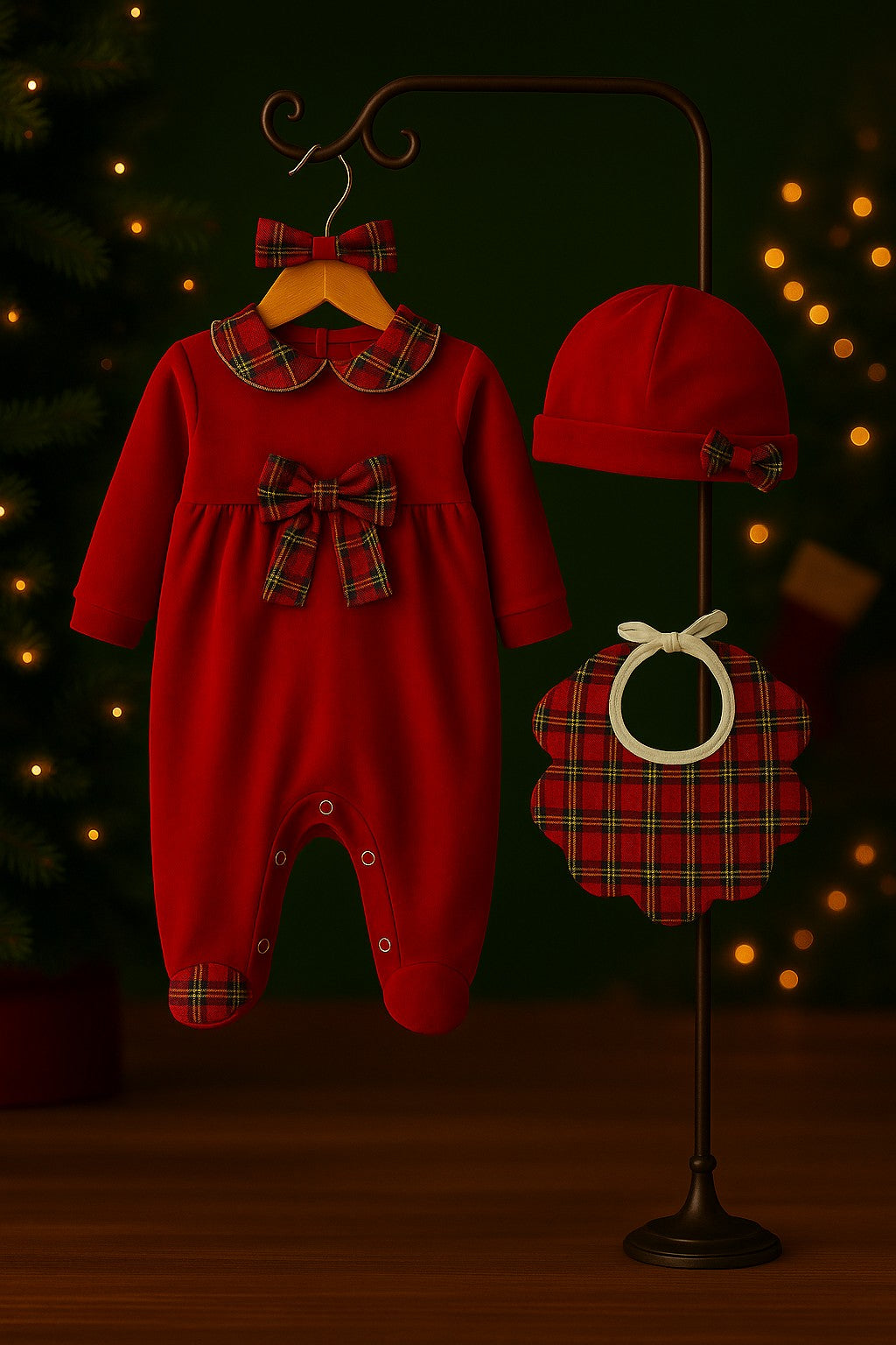 Tutina natalizia in ciniglia per neonata Klaiadì KD108TCN