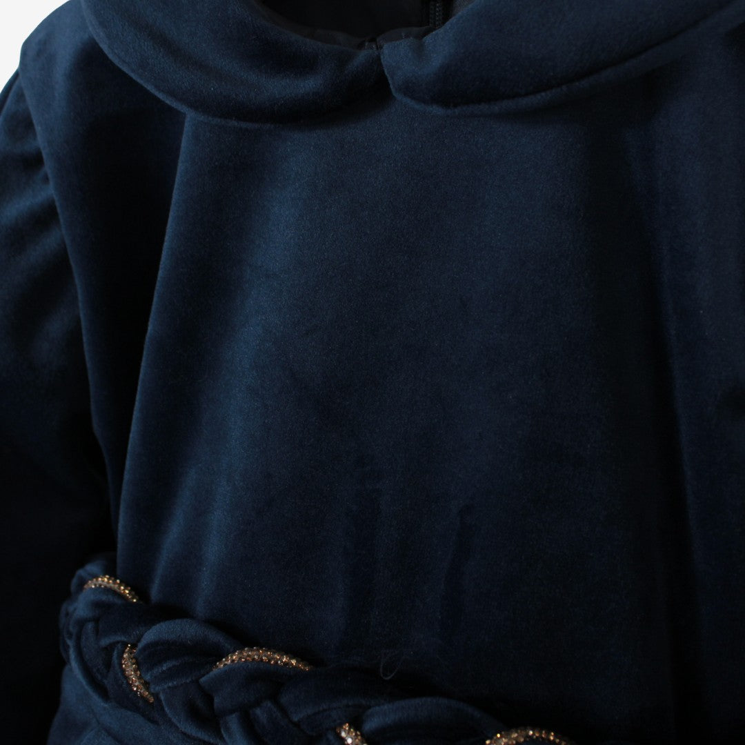 Abito natalizio in velluto con cintura treccia per bambina Klaiadì KD21991