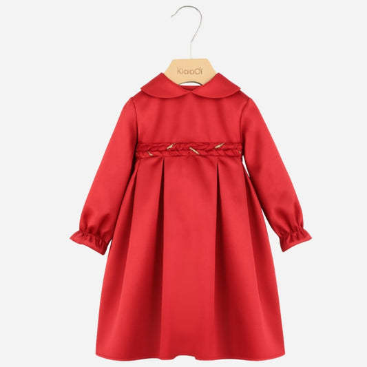 Abito natalizio in velluto con cintura treccia per bambina Klaiadì KD21991