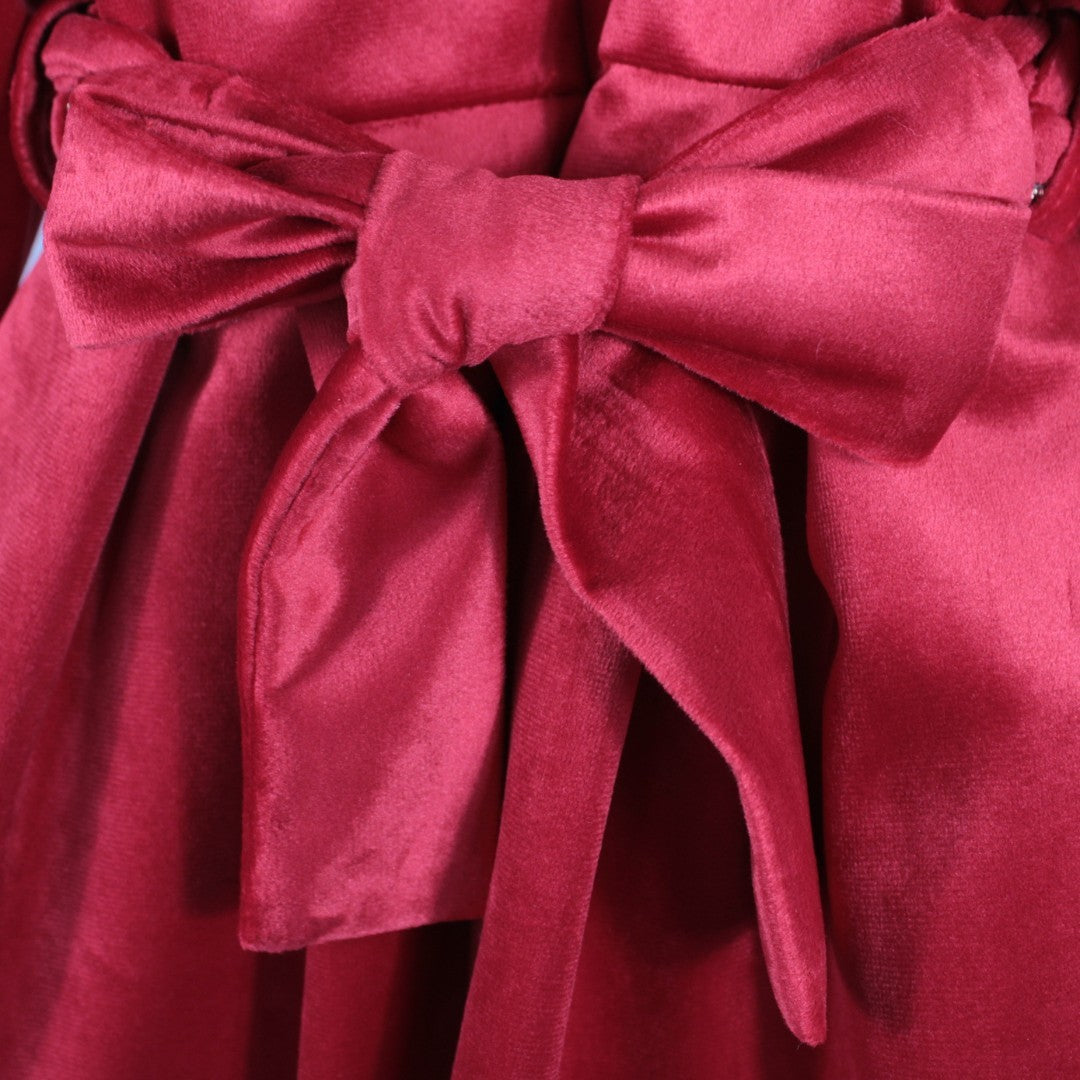 Abito natalizio in velluto con cintura treccia per bambina Klaiadì KD21991