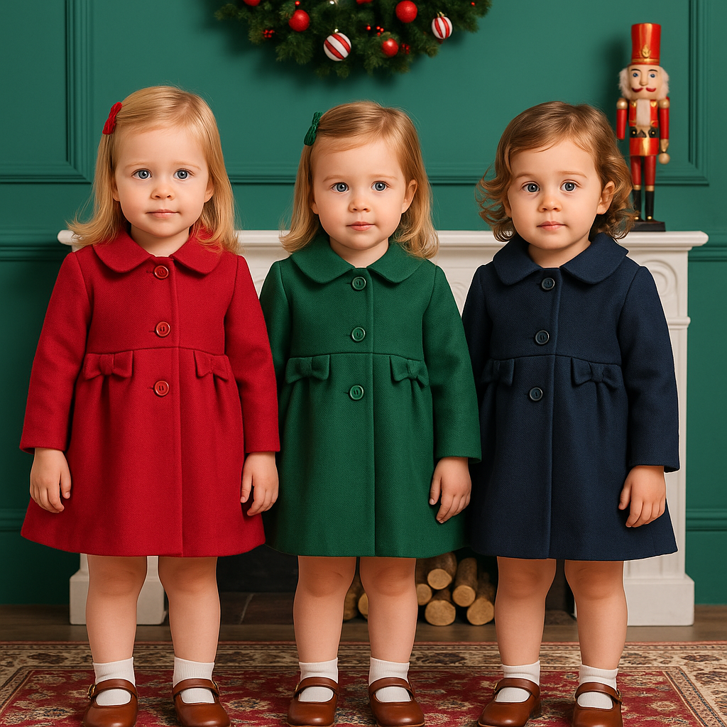 Cappottino neonata per le feste natalizie in panno Klaiadì KD2573