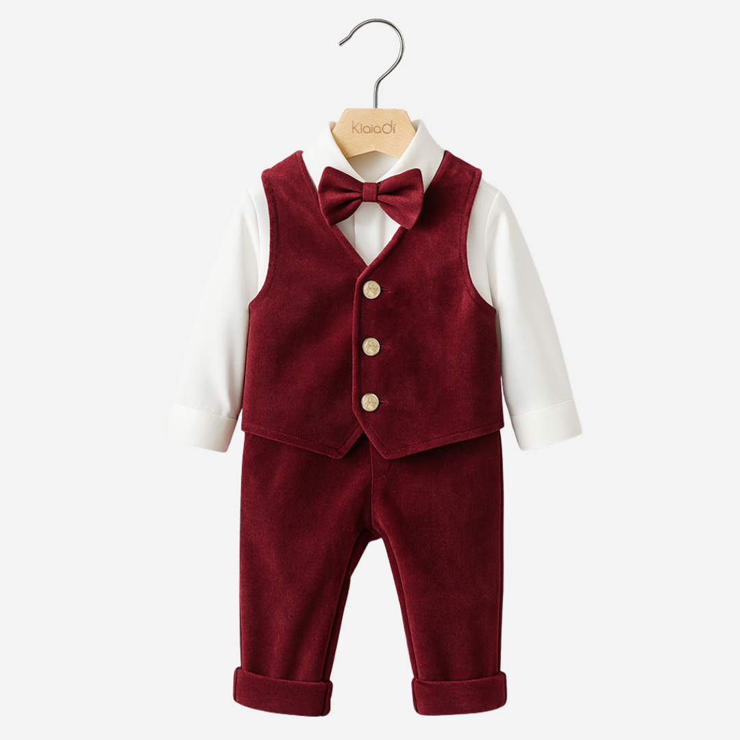 Completo natalizio in velluto per neonato Klaiadì KD12289