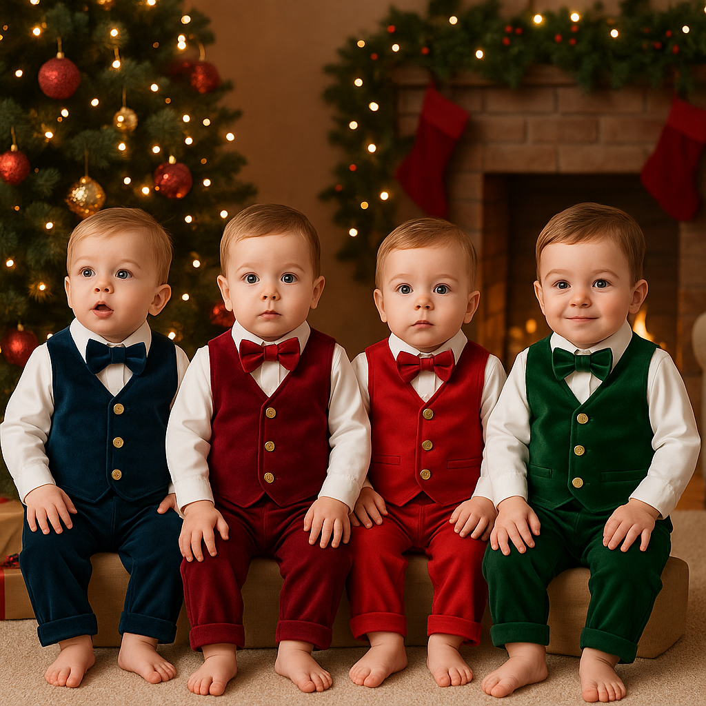 Completo natalizio in velluto per neonato Klaiadì KD12289