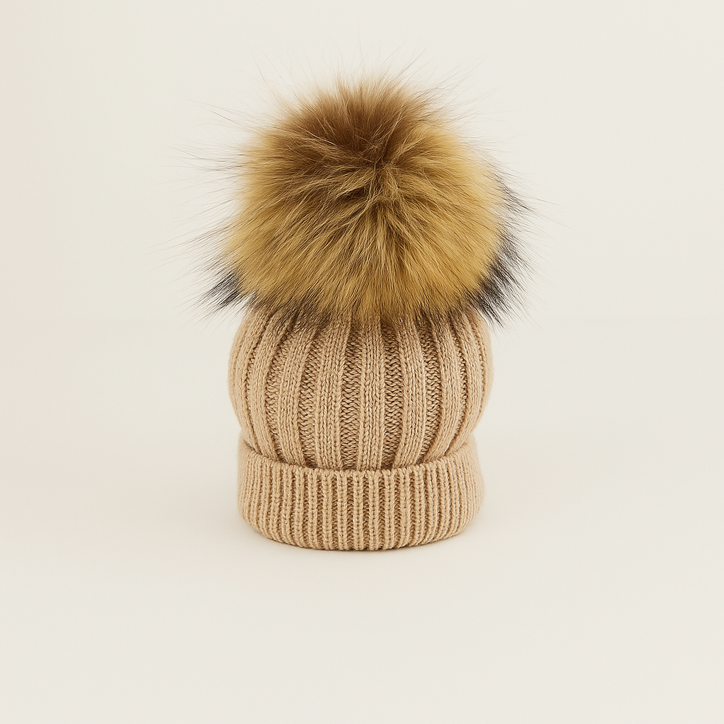 Cappello misto cashmere e lana con pon pon per bambino e bambina Klaiadì CAP05