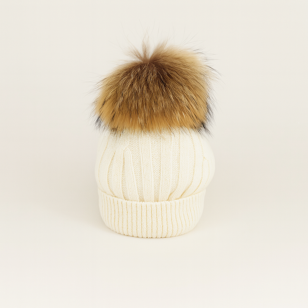 Cappello misto cashmere e lana con pon pon per bambino e bambina Klaiadì CAP05
