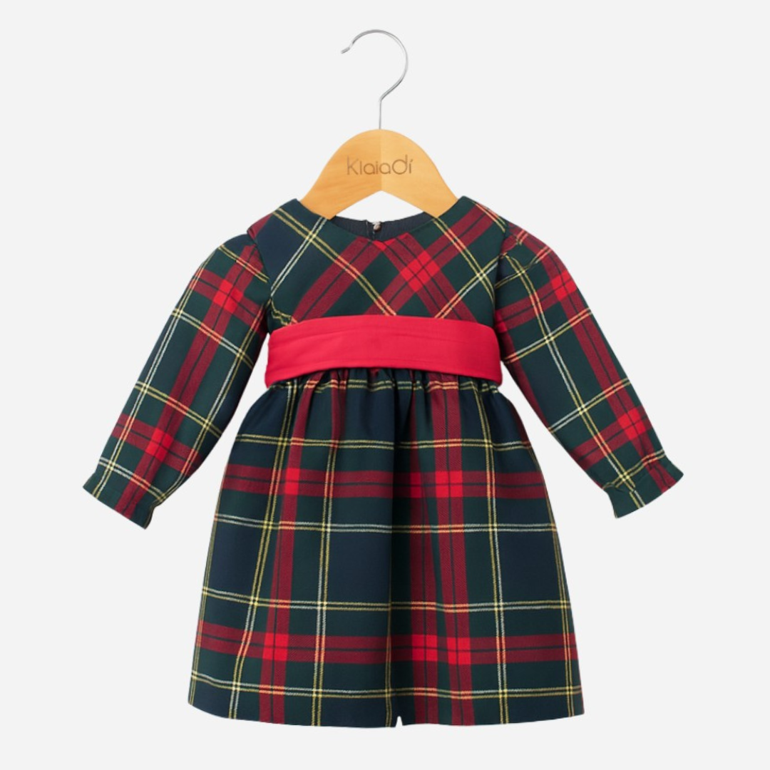 Abito natalizio per neonata fantasia tartan Klaiadì KD10997