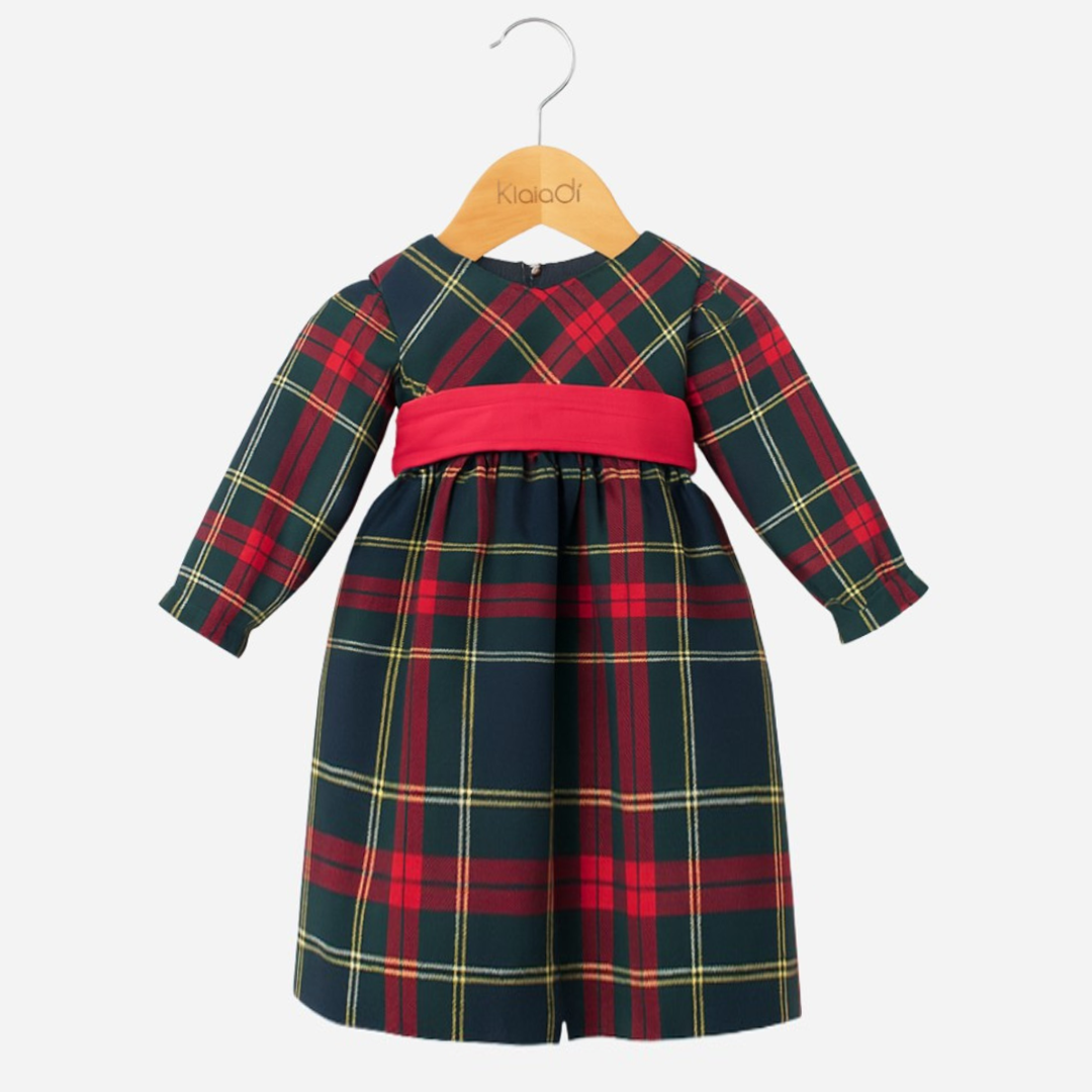 Abito natalizio per bambina fantasia tartan Klaiadì KD21939