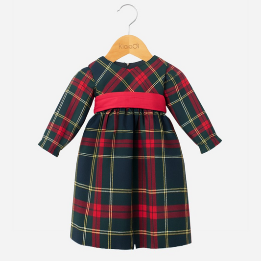 Abito natalizio per bambina fantasia tartan Klaiadì KD21939